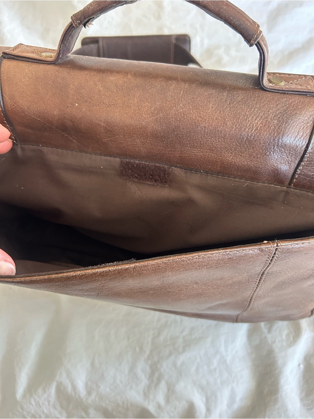 Samsonite Vintage Two-tone Brown Leather Flap-Over Messenger Bag Briefcase - Picture 9 of 16